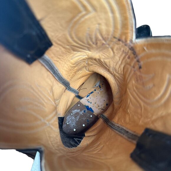 Vintage Chippewa Leather Embroidered Western Cowboy Black Boots Men's 11 D - Picture 2 of 14